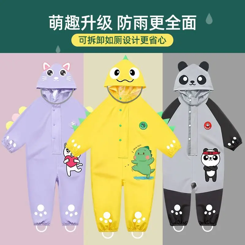 Kindergarten Children's Raincoat Boys Thickened Waterproof Full Body Jumpsuit Girls Waterproof Rain Gear Set Raincoat For Kids