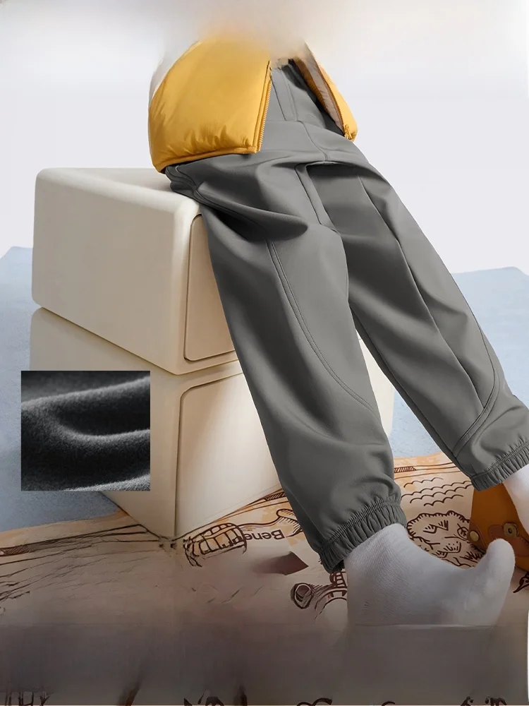 

Утепленные хлопковые спортивные повседневные брюки для мальчиков и девочек, детские леггинсы, осенне-зимние теплые свободные штаны на резинке из нейлоновой ткани