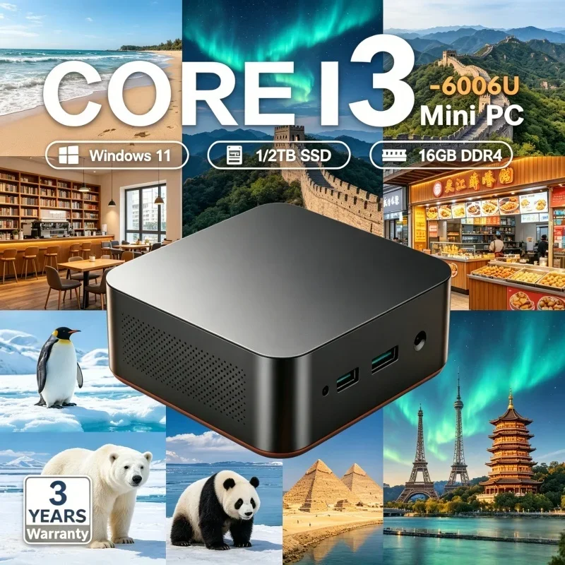 

2026 Effulgent Willowy MINI PC Windows 11 Pro Core I3 6006U RAM 1TB SSD WIFI 6 BT5.2 4K HD Glossed Amusement Gaming Home