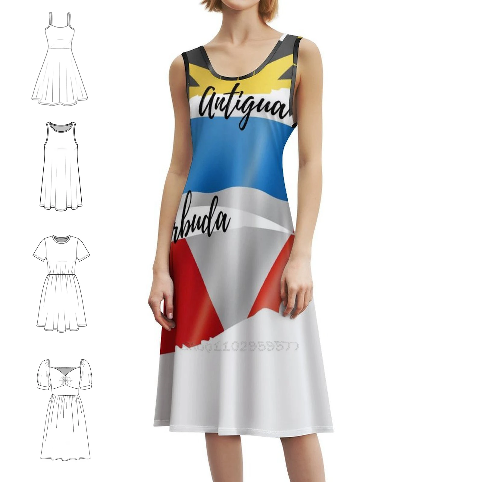 أنتيغوا وبربودا العلم المرأة الشارع الشهير فستان الحفلات العصرية طباعة ملابس النادي للإناث أنتيغوا وبربودا أنتيغوا بربودا #1