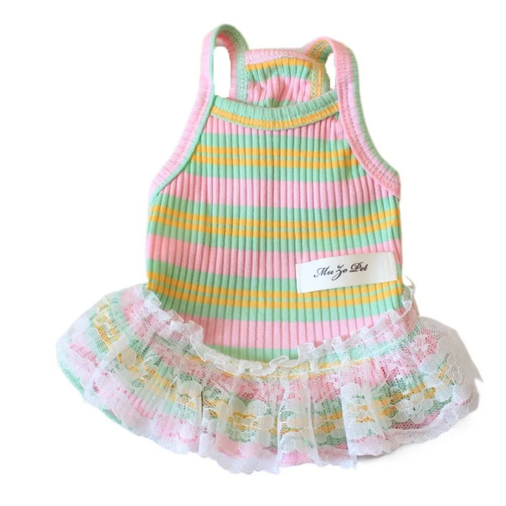 

Fashion Soft Stripped Dog Dress Cute Casual Style Dog Suspender Skirt Breathable Pet Princess Dress Holiday
