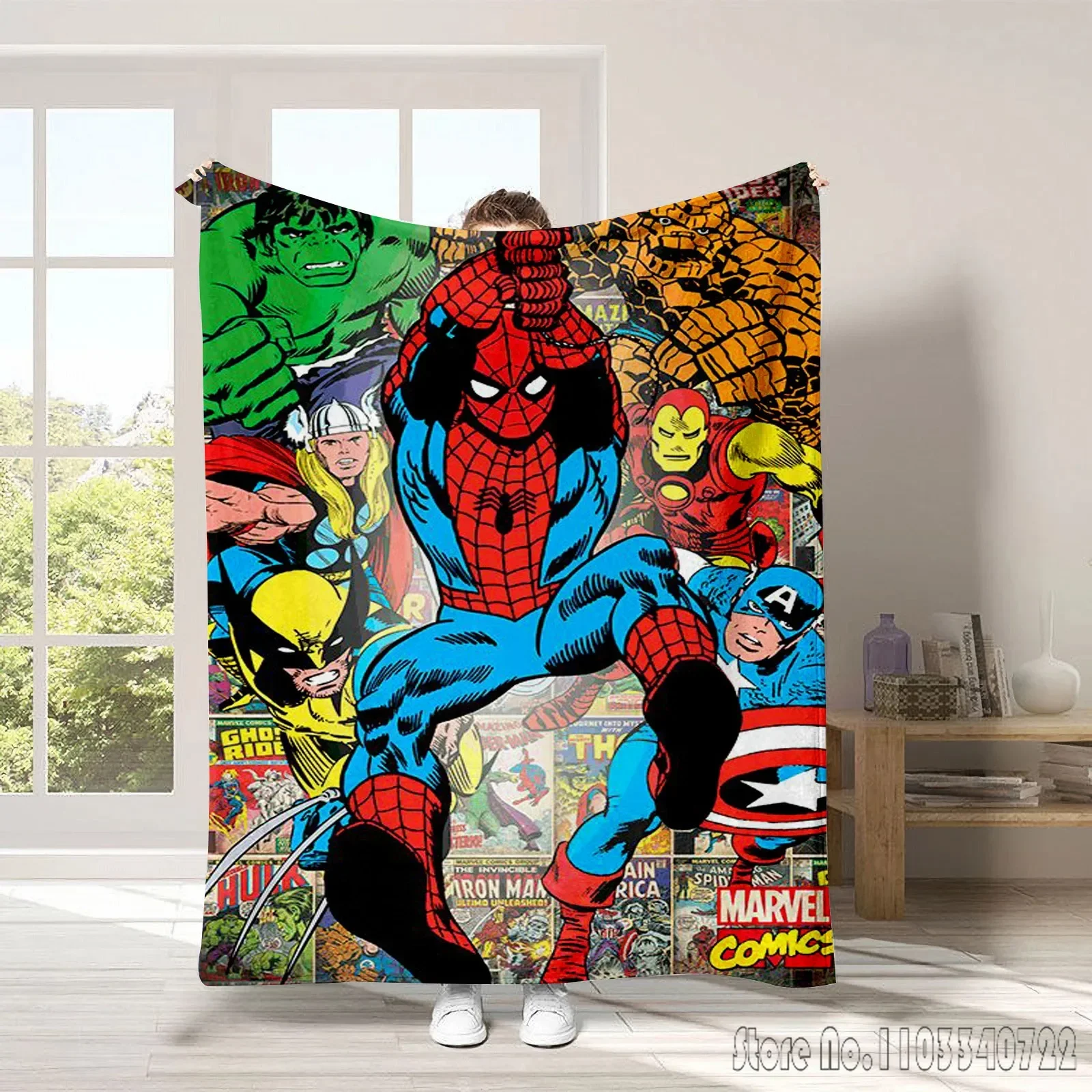 Spiderman Avengers Hulk 3D Printed Home Kids Blanket Throw for Bed Sofa Decor Fleece Nap Blankets Boys Girls Children Gift