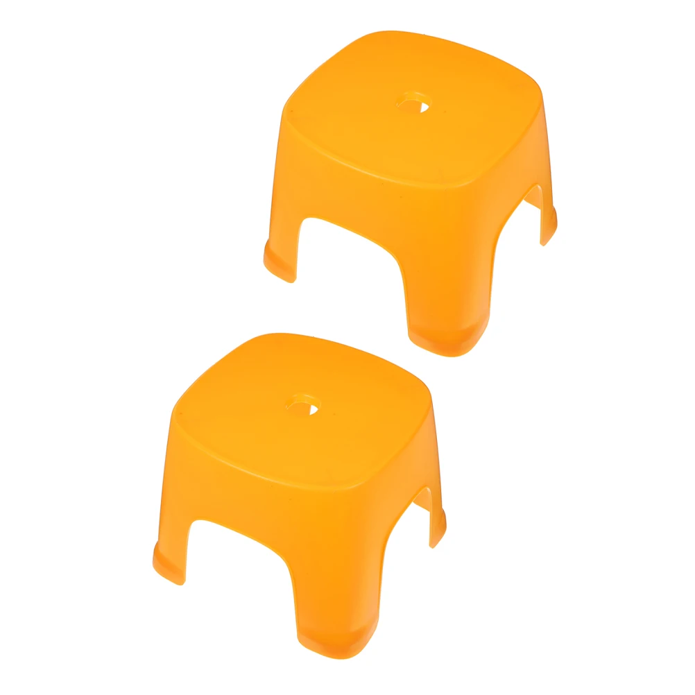 

2pcs Multifunctional Stool Plastic Footstep Shower Bath Low Bathroom Footstool Adult Yellow Toilet Child Compact Portable