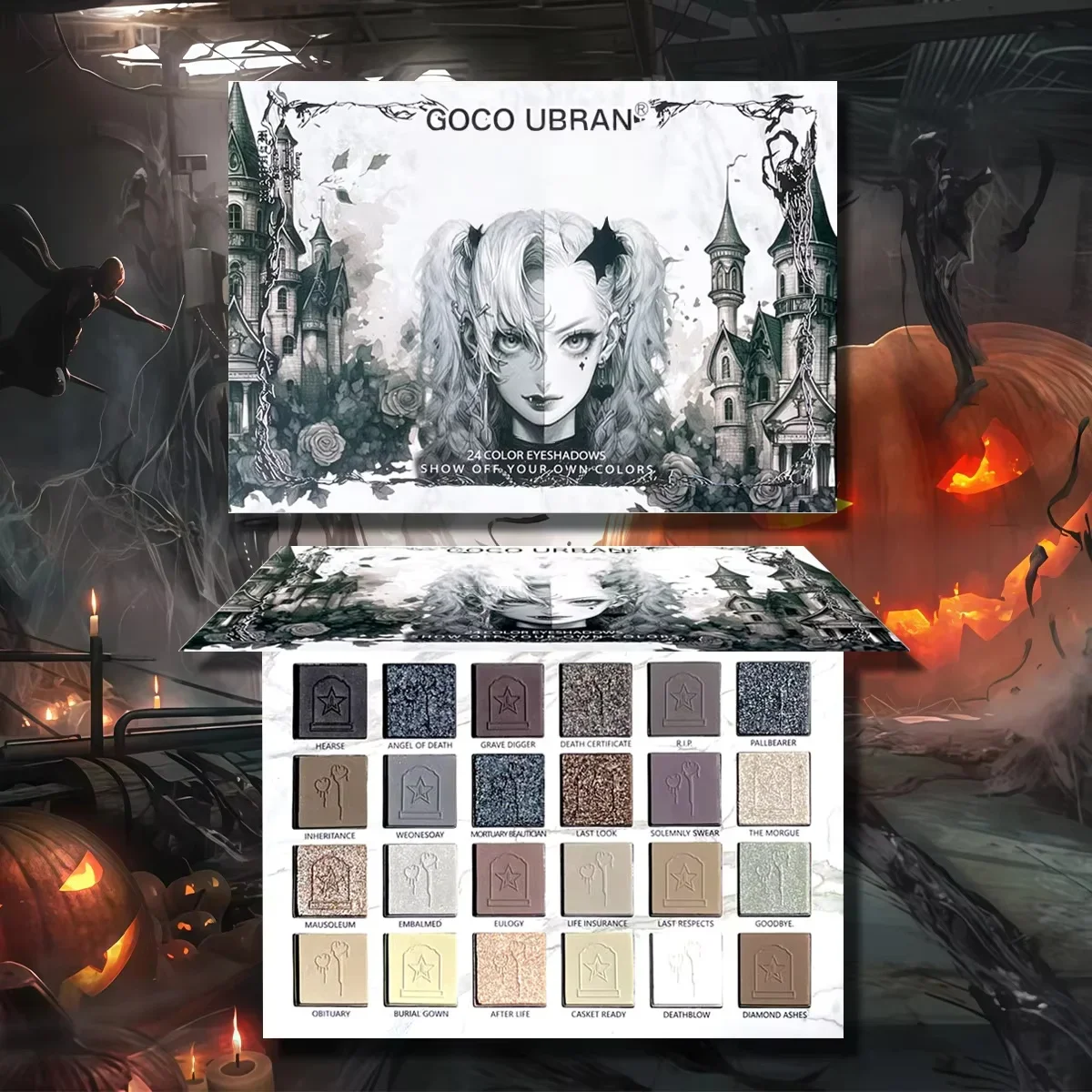 24 色マットダークパンクアイシャドウパレットハロウィンコスプレ用輝くアイシャドウパレット女性用メイクアップキット