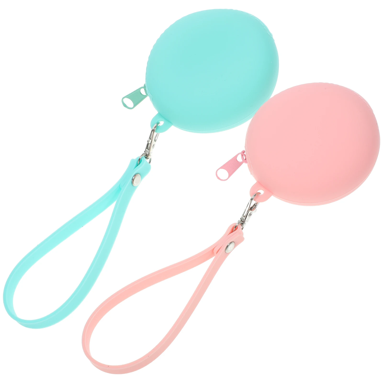 

2pcs Data Cable Storage Bag Silicone Earphone Case Round Travel Electronics Organizer Wristlet Small Bags Purse Tech Case Green