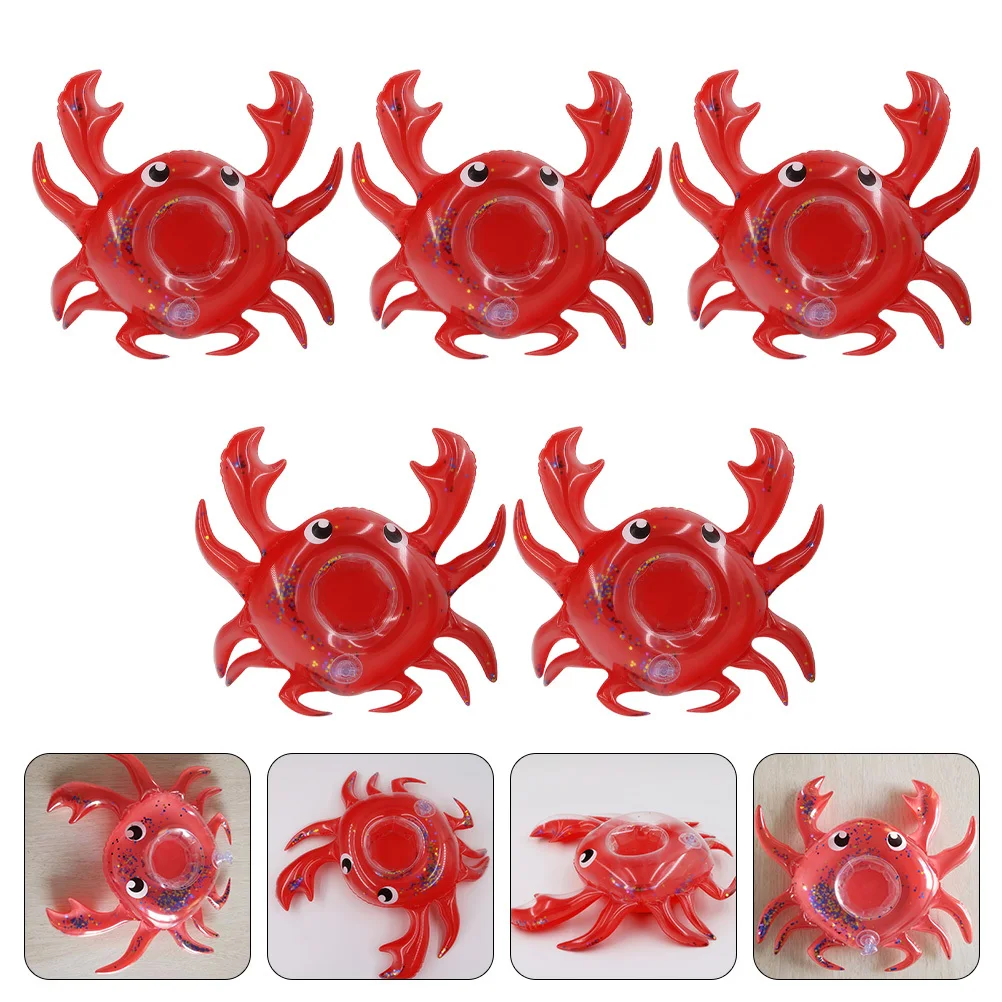 5 قطعة كوستر بريق حامل مشروبات قابل للنفخ بركة حفلة تعويم كأس بولي كلوريد الفينيل حصيرة السباحة حامل الكأس القابل للنفخ هدية ديكور المنزل #6