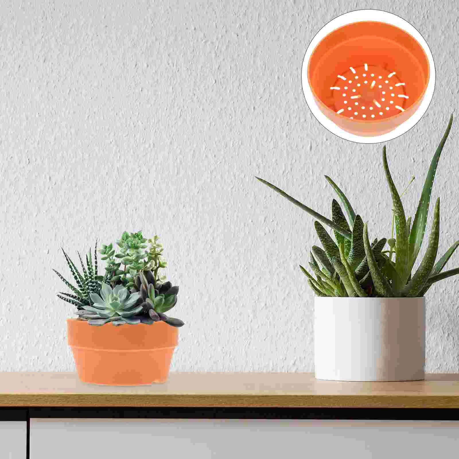 

6pcs Imitation Clay Flower Basket Japanese Round Plastic Flower Pot Flower Container Flower Basin Indoor and Outdoor Potted