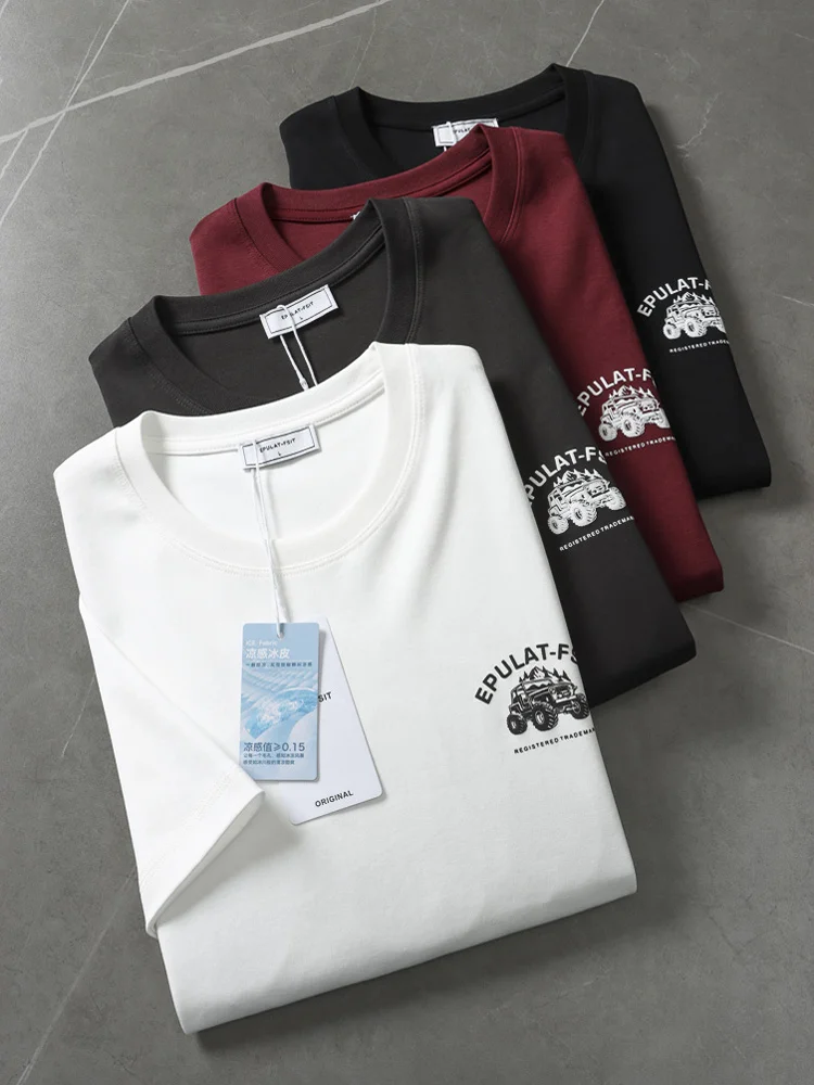 Sommer Amerikanischen Retro Kurzarm Oansatz Brief Auto Gedruckt T-shirt männer Mode 100% Baumwolle Gewaschen Terry Tuch Casual Tops