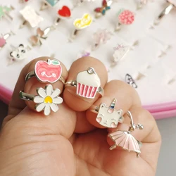 5pcs card Lovely Children's Cartoon Rings for girls Candy Flower Shape Ring Set Jewellery Rings Kid Baby Toys Gift