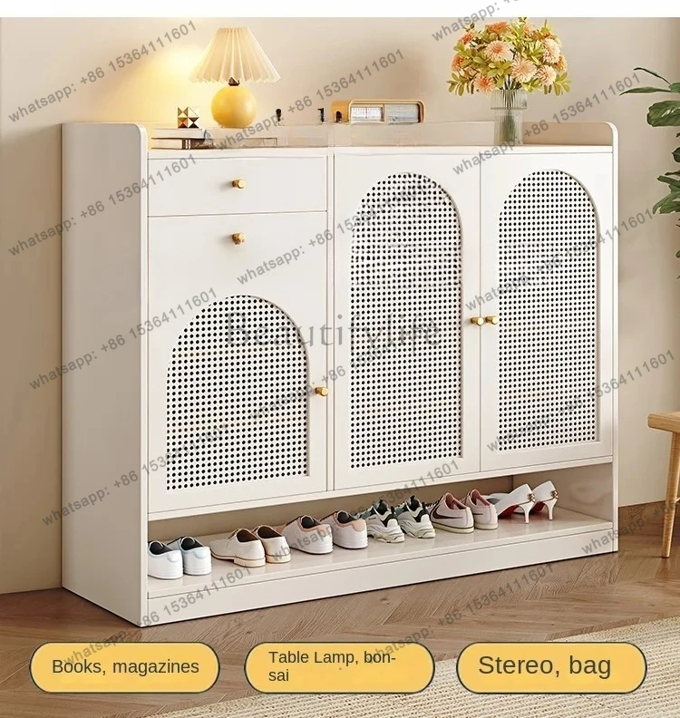 Solid Wood Doorway Entrance Cabinet Simple Large Capacity Storage Locker