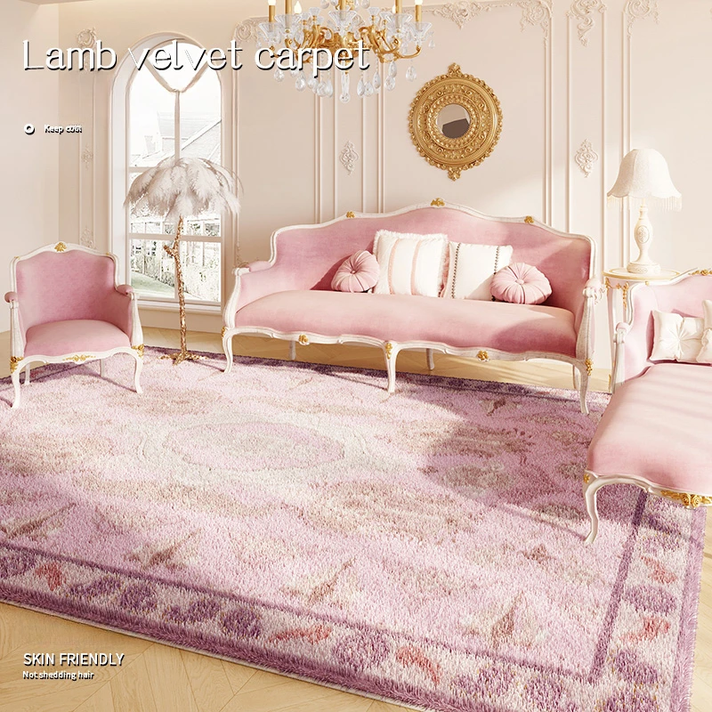 Pink American Fluffy Soft Carpet Light Luxury Villa Living Room Bedroom Large Area Carpets Plush Retro Waterproof Rug 러그  коврик