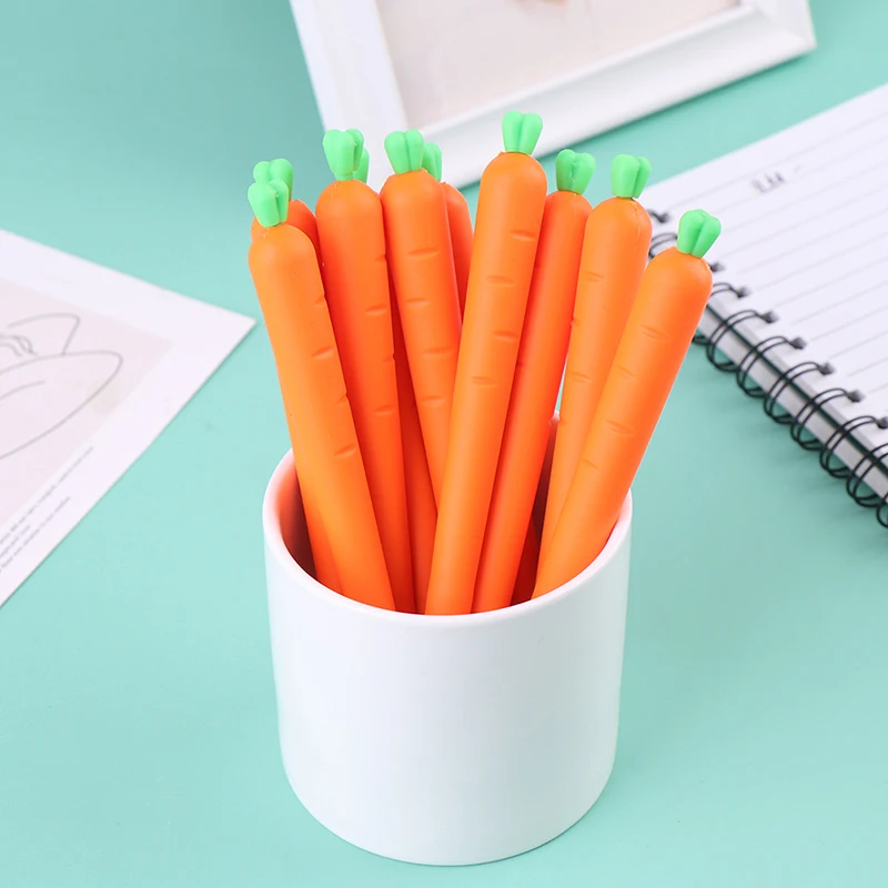 10pcs  0.5mm Gel Pen Black Ink Roller Marker Pen( Cute Carrot Styling) Cute Pens Cute Stationary Supplies Gel Ink Pen Wholesale