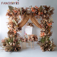 Luxury Brown Artificial Flower Row Wedding Arch Deco Rose Hang Corner Floral Party Backdrop Decor Floor Flower Event Party Props