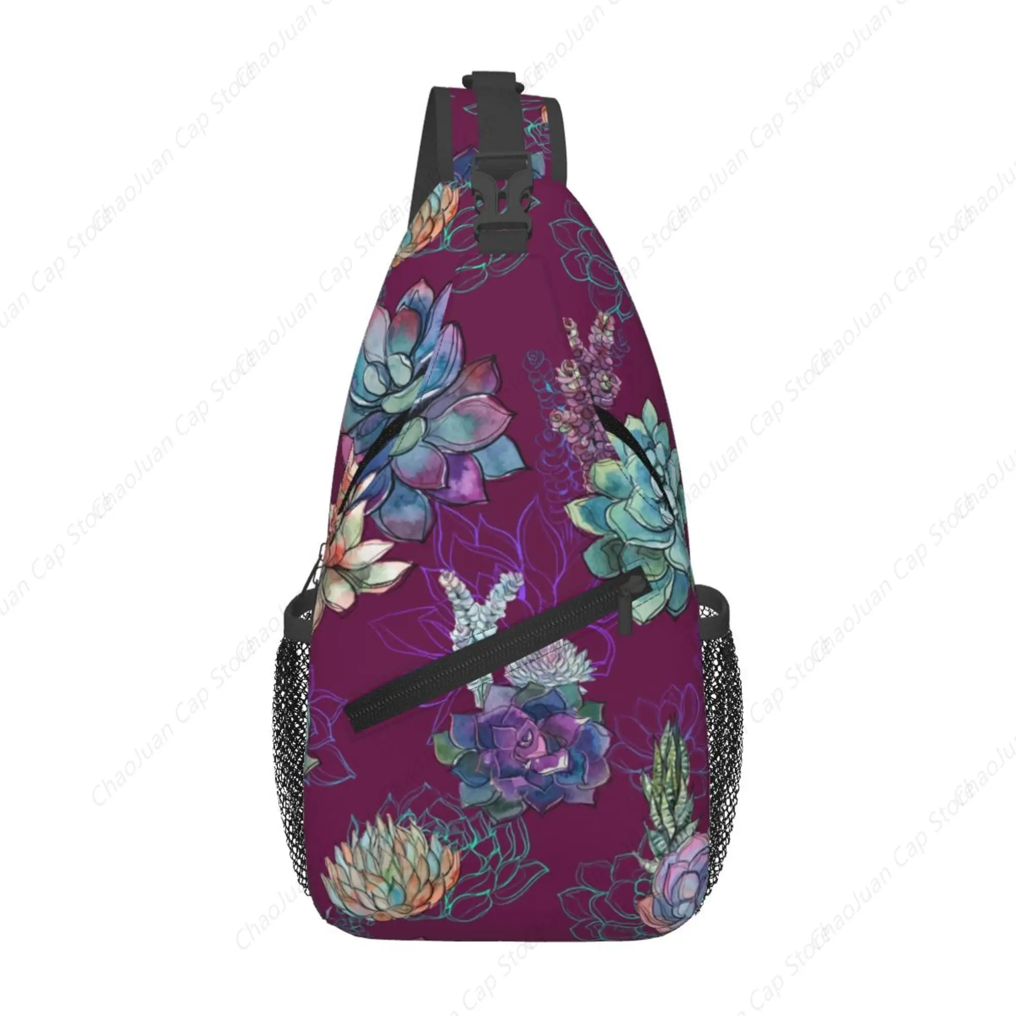 

Colorful Floral Succulent Sling Backpack | Crossbody Chest Bag & Fanny Pack for Hiking, Travel & Outdoor Adventures