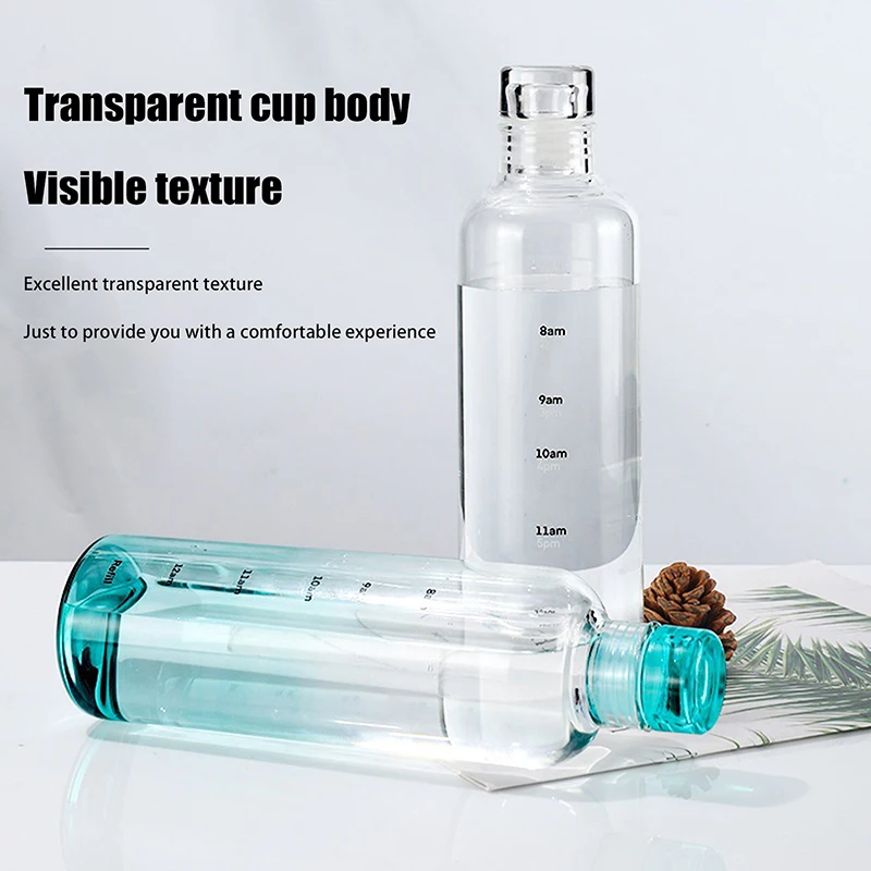 Newest Water Cup Sport Water Bottle With Time Scale Couple Plastic Portable Water Container Anti-drop Outdoor Water Bottle