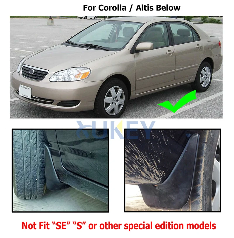 Molded Mud Flaps For Toyota Corolla 120 Altis 2002 2003 2004 2005 2006 2007 2008 Sedan Mudflaps Splash Guards Mud Flap Mudguards