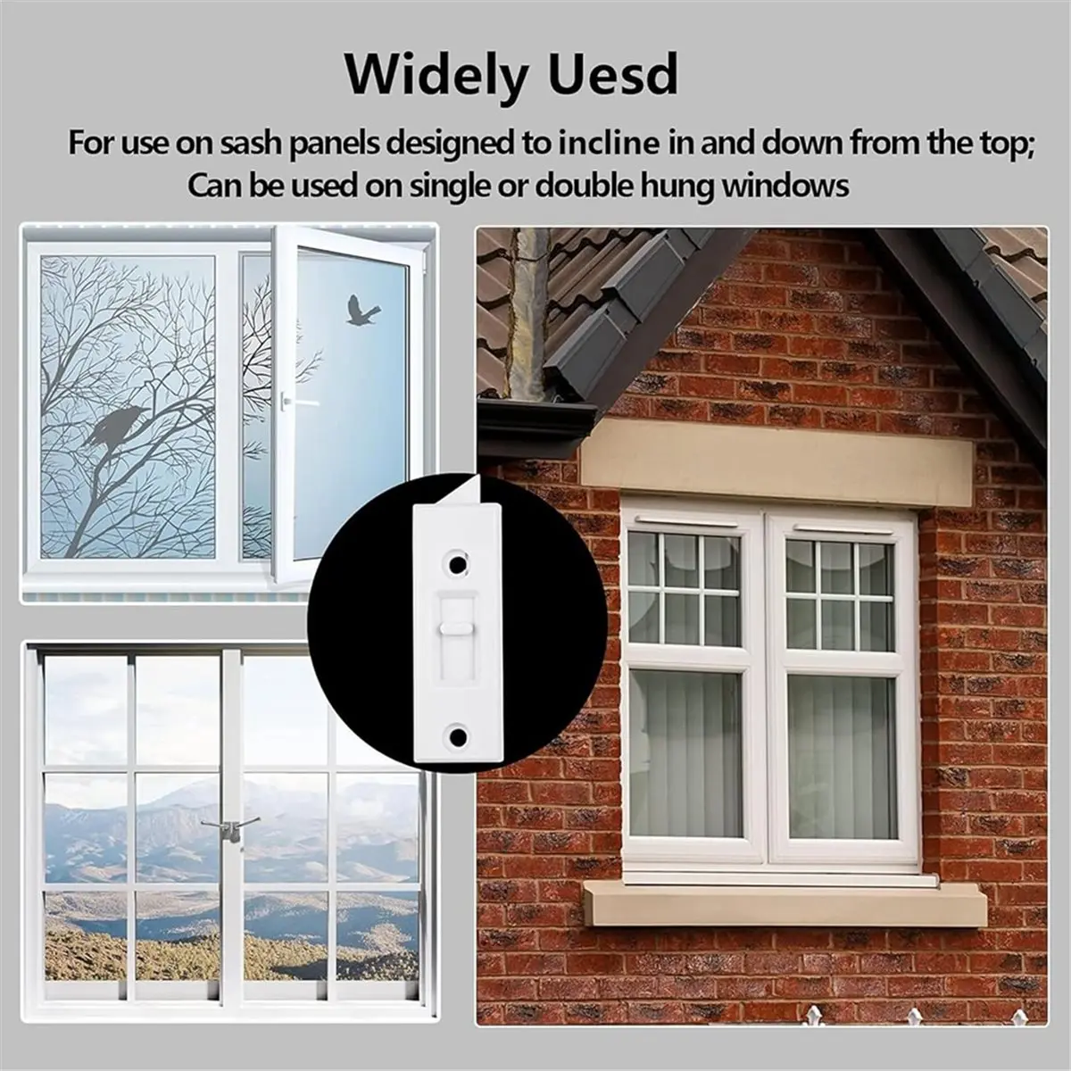 8 Set Window Locks Window Parts and Hardware Tilt Latchs Plastic Construction, Spring Loaded, 2 Inch Hole Center