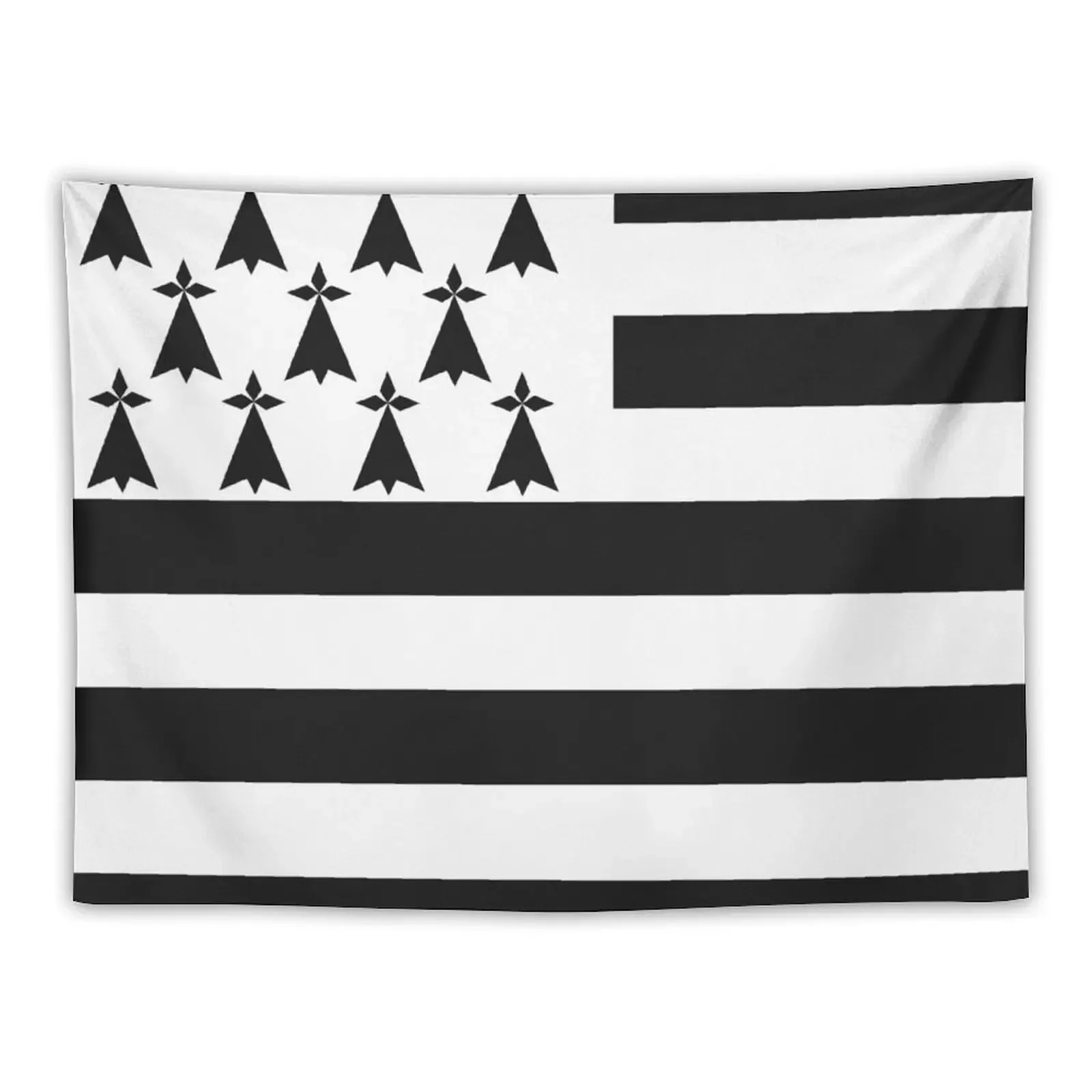 

Flag of Brittany Drapeau Breton Gwenn-ha-du Ermine black and White HD HIGH QUALITY ONLINE STORE Tapestry