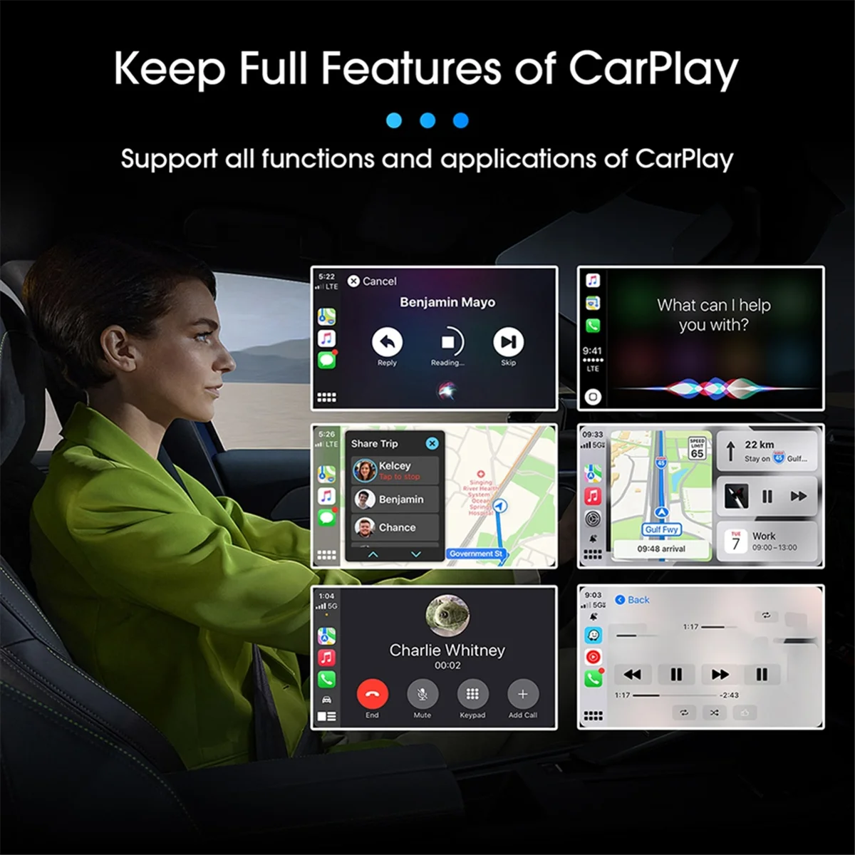 Wireless CarPlay Adapter for Apple IPhone Wired to Wireless Carplay Dongle Plug & Play USB Connection Auto Car Dongle