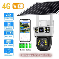 Solar Powered Three-screen Surveillance Camera 360° Outdoor Day and Night Full Color Mobile Phone Remote Wifi/4g Wireless Camera