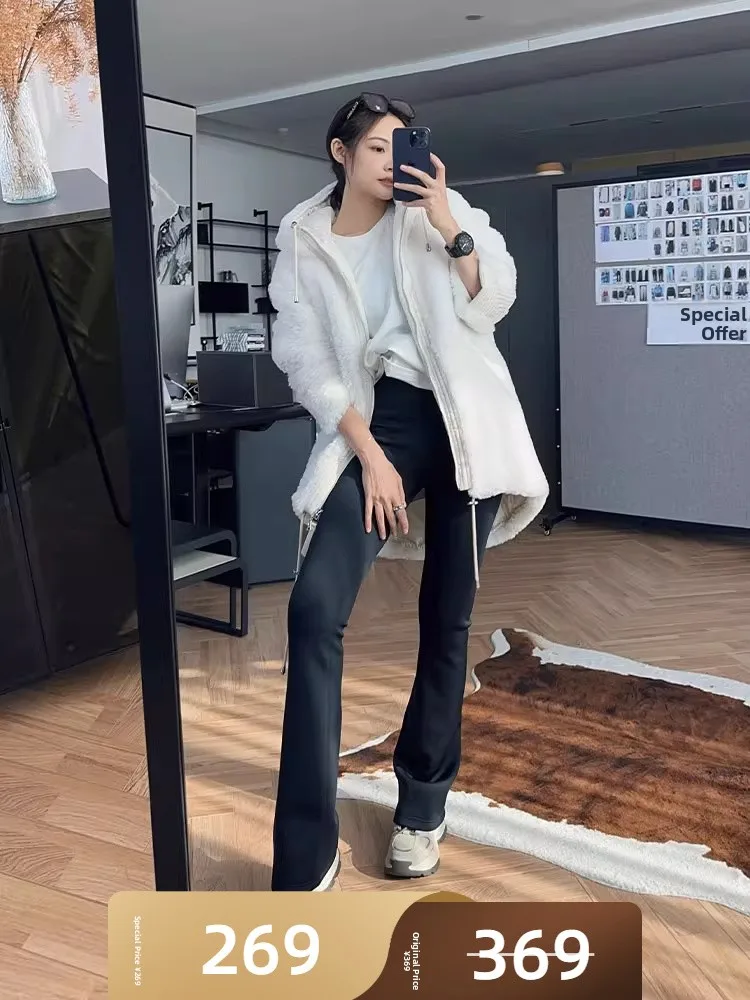 

MeiYang 50 Series Air Mask Fce Lined Bell Bot Pants Elastic Base Layer Trousers Women's Casual Long Pants Polyester Fiber