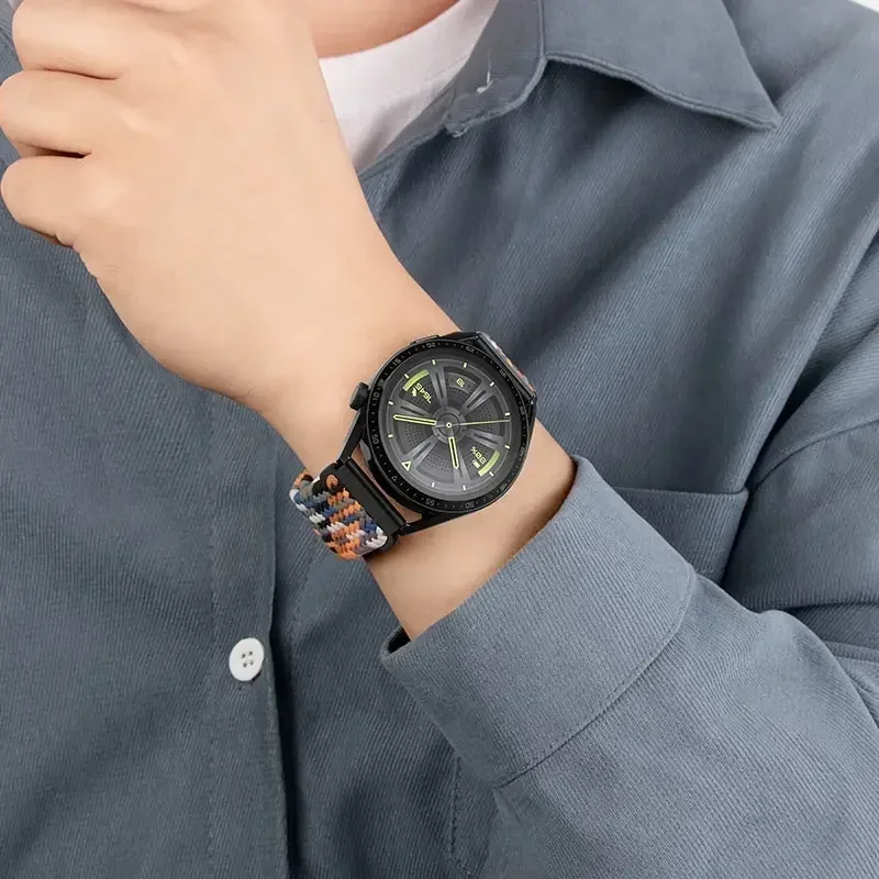 20 مللي متر 22 مللي متر حزام نايلون مضفر لساعة هواوي GT/GT3 Pro/Amazfit GTR/GTS سوار مغناطيسي لساعة سامسونج جالاكسي 6 5 4