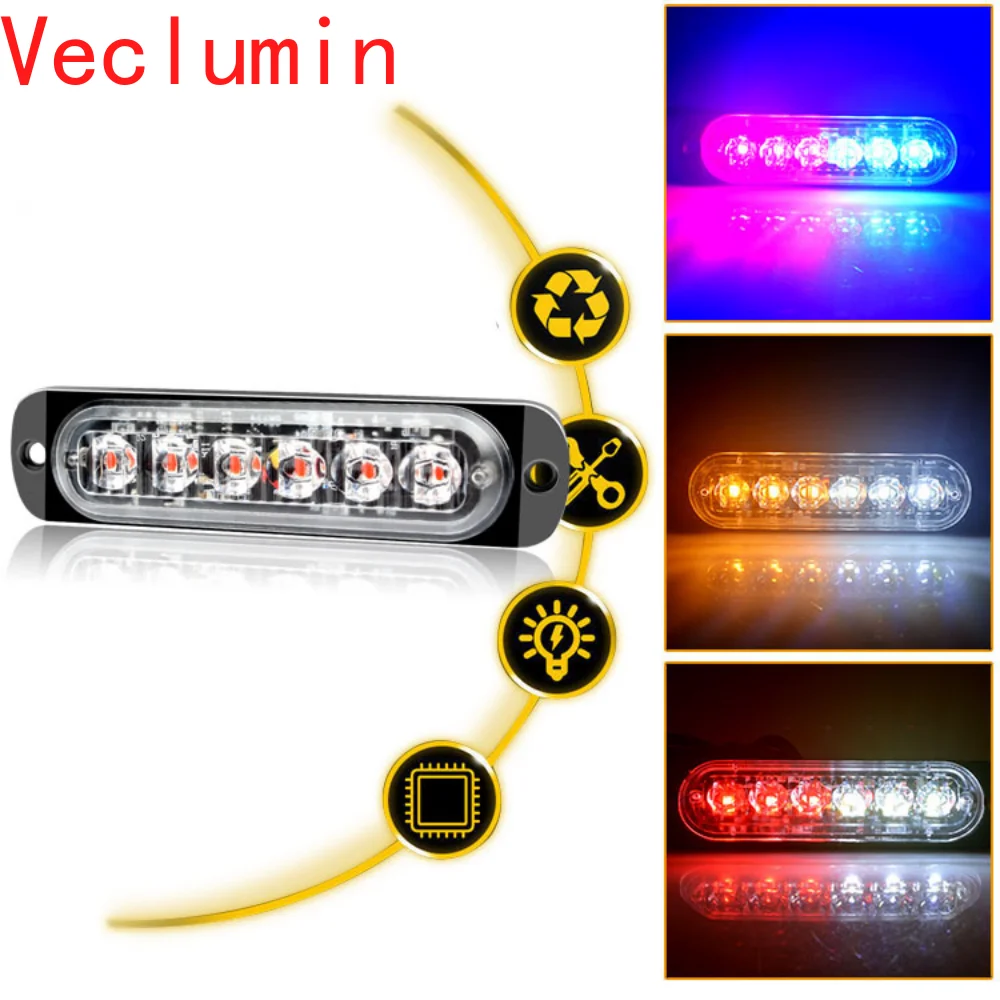 

Truck Side Lamp 6led Sidelight Pickup Forklift Strobe Light 6 Light Signal Light 12-24v Car Truck Lamp Red Bule Green Color
