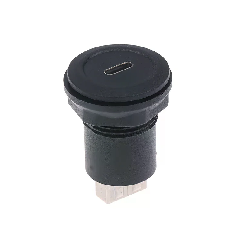 New USB C Female To USB A Female Connector Round Flush Panel Mount Converter Extender Bulkhead Passthrough Socket - view 4