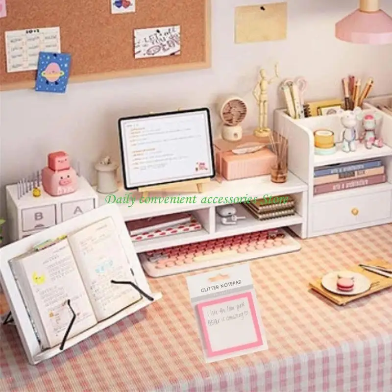 97QB Removable Crystal Look Note With Delicate Glitter Perfect For Gift Giving And Desktop Organization