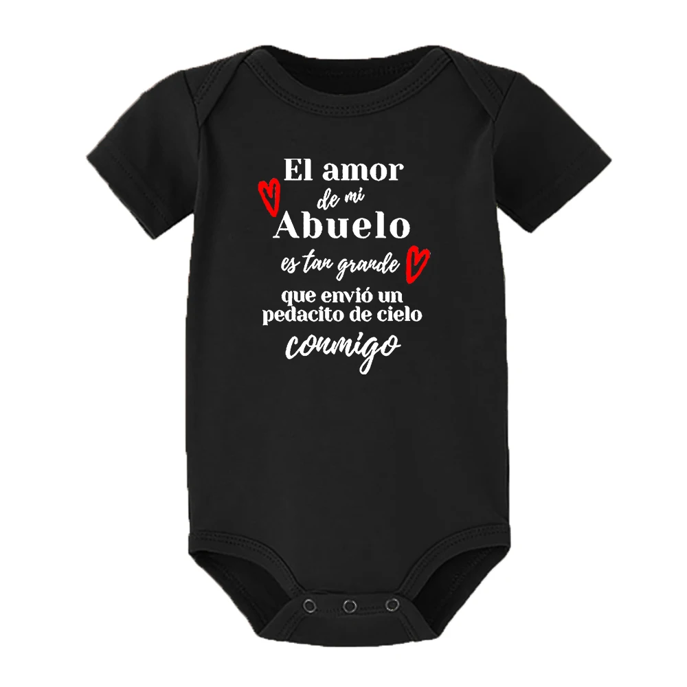 Unisex espanhol imprimir bebê bodysuit, El Amor Mi Abuelo Es Tan Grande, macacão recém-nascido, menino e menina macacão, roupas de verão