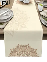 Boho Decor Mandala Flowers Texture Linen Table Runners for Dining  Wedding  Home Party