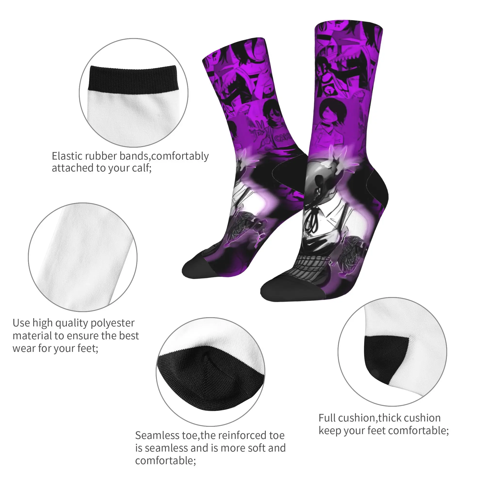 Reze بالمنشار رجل انمي ياباني (2) جوارب تصميم الجوارب الرجعية الخريف المضادة للانزلاق الجوارب زوجين في الهواء الطلق جوارب ناعمة