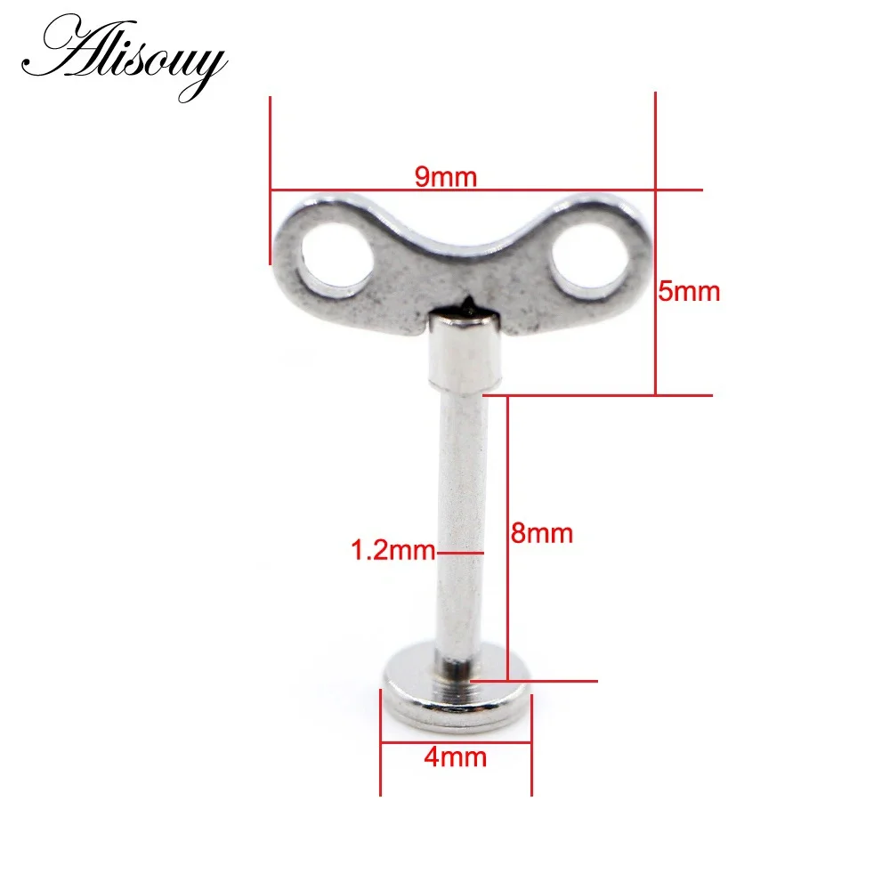 Alisouy 1PC Stainless Steel Key Spring Chalice Cup Tragus Helix Bar Labret Lip Rings Stud Cartilage Ear Earring Piercing Jewelry