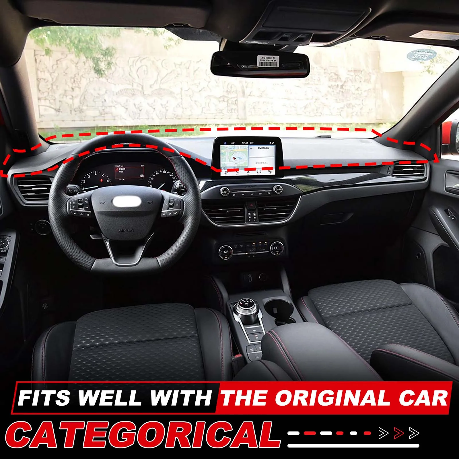 لفورد فوكس 2019-2024 غطاء لوحة سيارة الشمس حماية حصيرة ضوء واقية وسادة مركز وحدة التحكم وسادة الشمس الملحقات