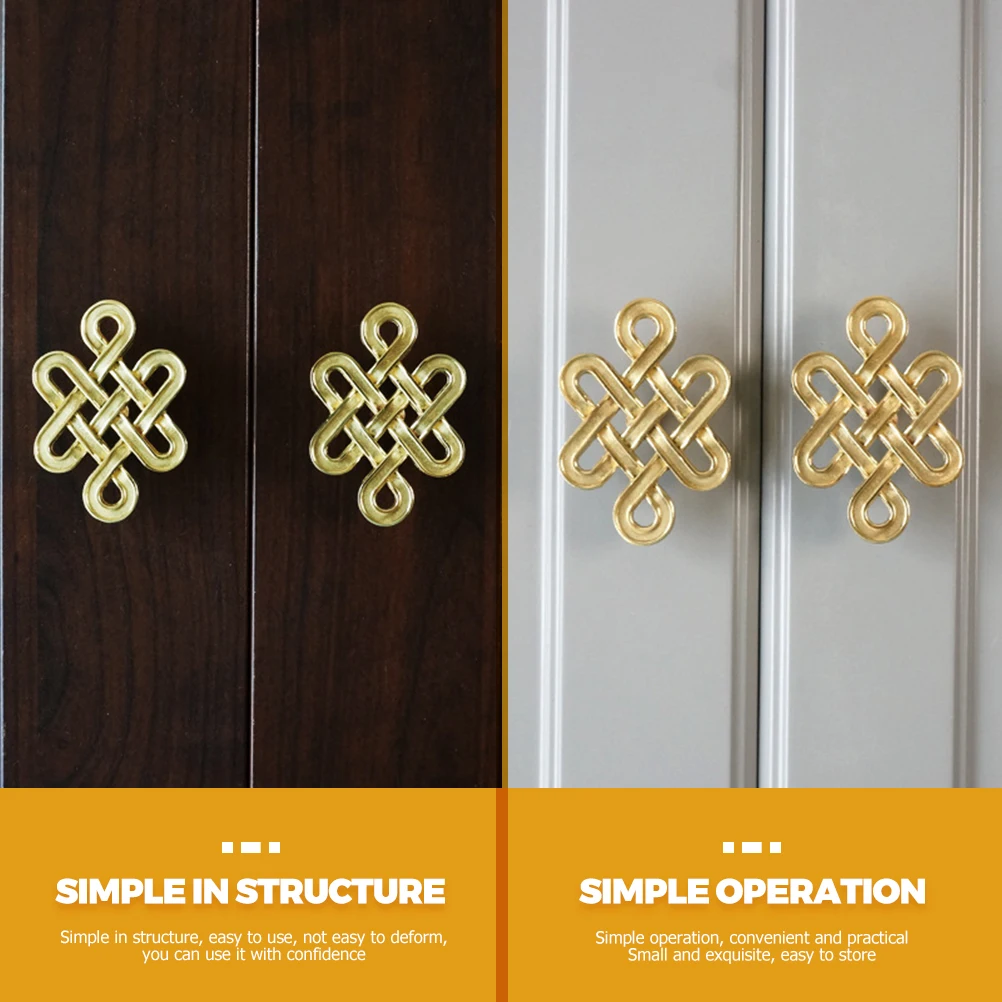 

Golden Chinese Knot Cabinet Handle Copper Pulls for Drawer Wardrobe Door Hardware Accessories Kitchen Furniture