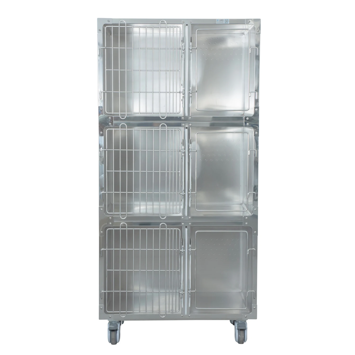 Stainless Steel Anti-scratch Stackable Cages Cat Breeding Veterinary With Medium Partition Board