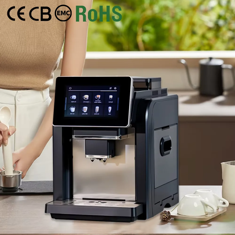 Cafetera Eléctrica con Pantalla Táctil de 7 Pulgadas, Cafetera Automática, Máquinas de Café Comerciales, Cafetera Espresso