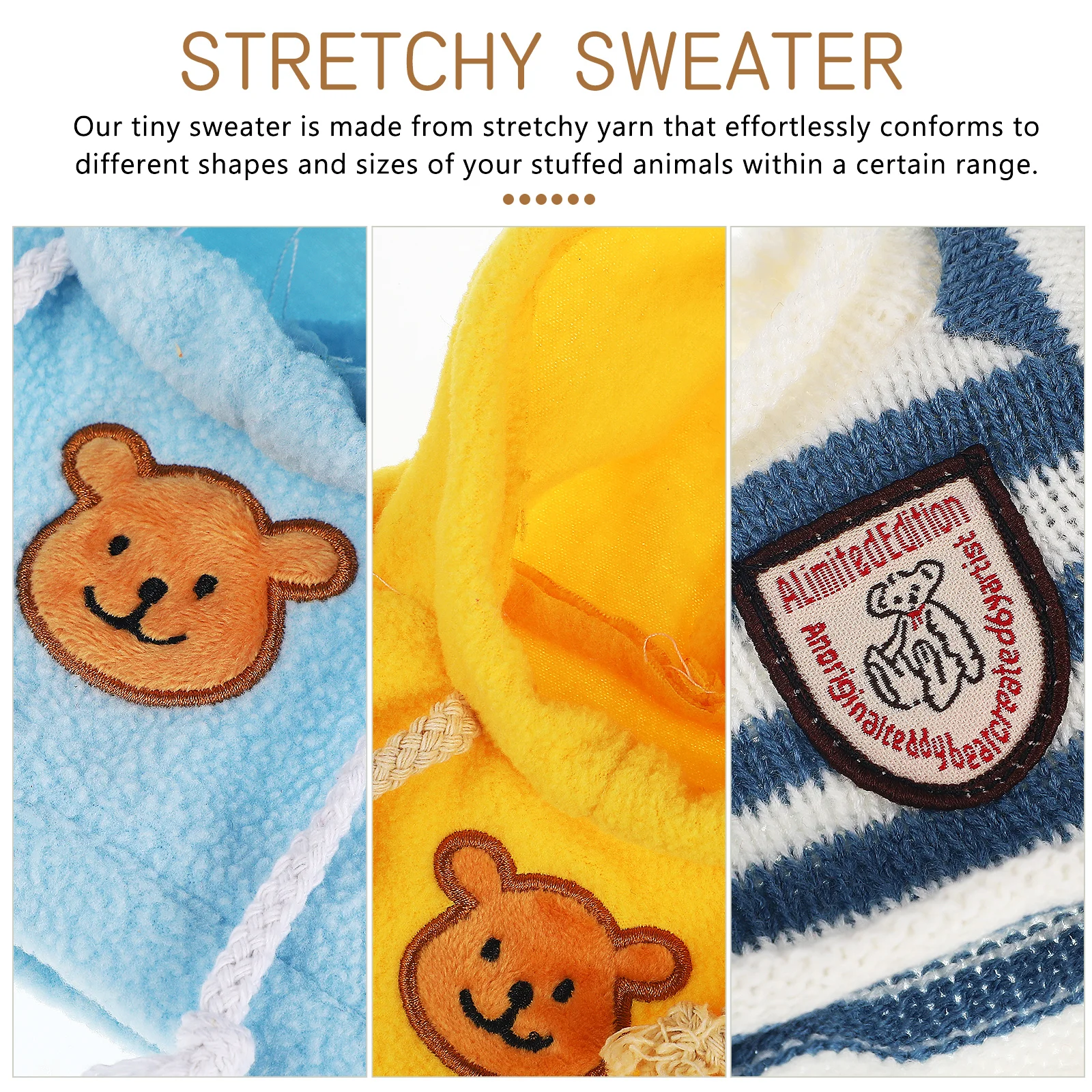 

3pcs Sweater Set Mini Clothes for Toy Bear Clothes Stuffed Animals Toy Bear Outfit Plushies Clothing Hoodie