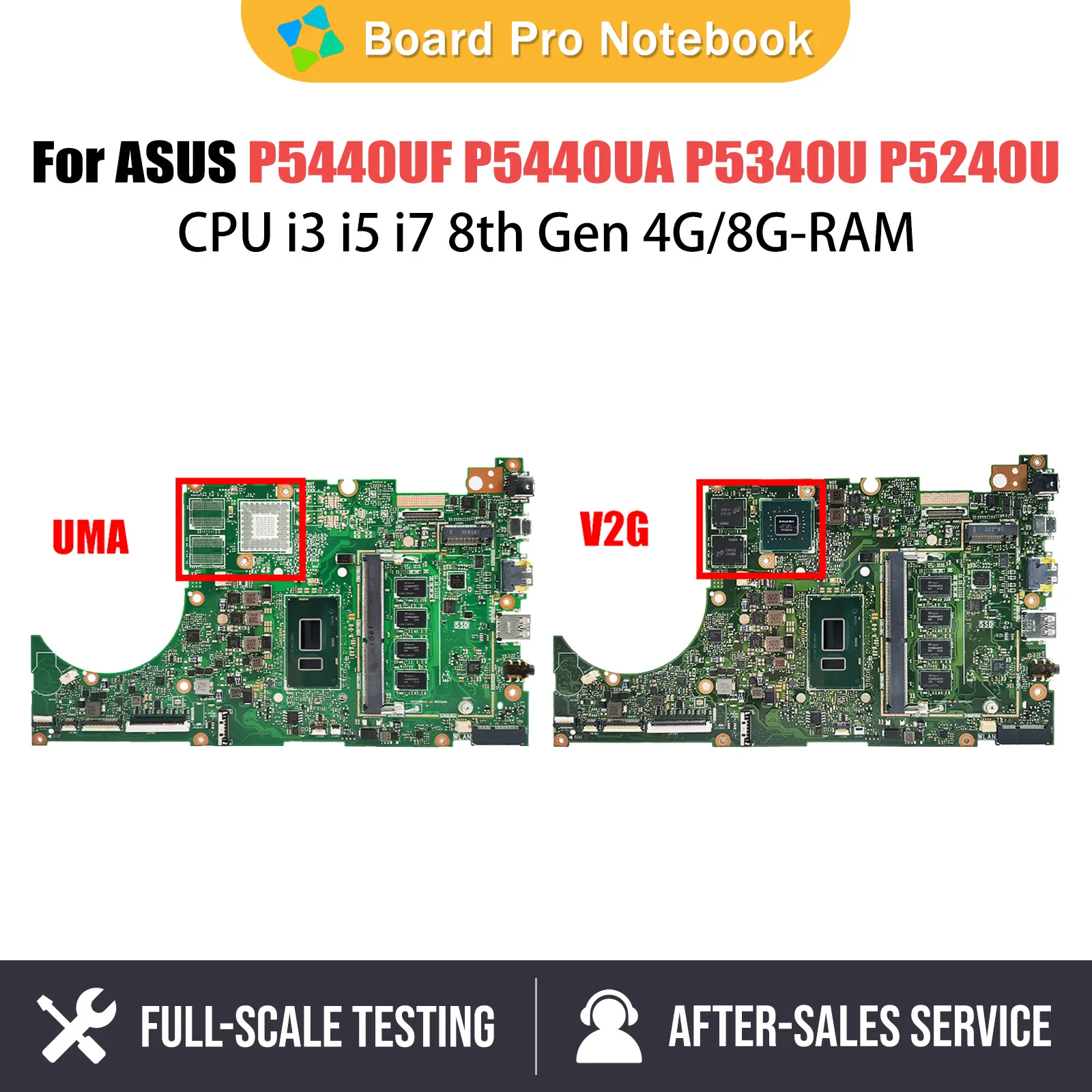 

P5440UF Mainboard For ASUS ExpertBook P5440UA P5340UF P5340UA P5240UF P5240UA P5440U Laptop Motherboard i3 i5 i7 8th 4G 8G RAM