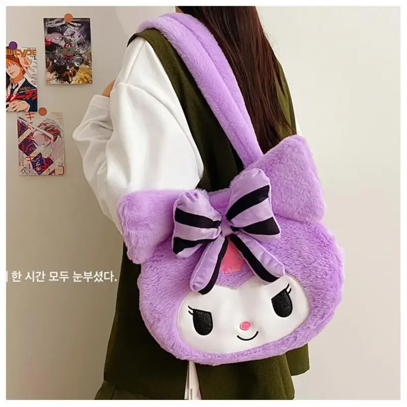 

Сумка через плечо Kuromi, большая вместительная сумка на одно плечо с героями мультфильмов, милая универсальная детская сумка для куклы, аниме-фигурка