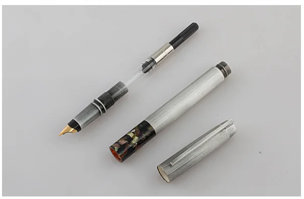 Imagem -02 - Fuliwen-prata Antiga Estudante Caligrafia Pen High End Business Metal Pen 815