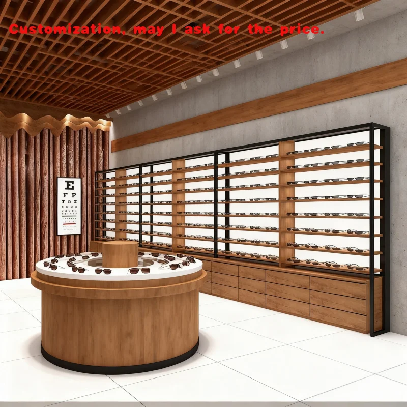 

На заказ. Держатель для очков Магазин очков Стеллаж для выставки товаров Полки Витрина с комнатой для хранения Солнцезащитные очки Женский магазин Идея