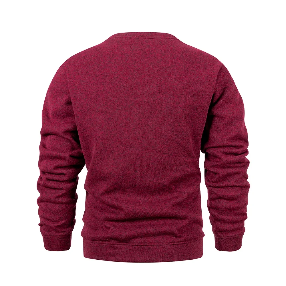 New Mens Round Neck Sweatshirt Solid Color Loose Casual Pullover Men Fashion Warm Long Sleeve Hoodies Men Clothing