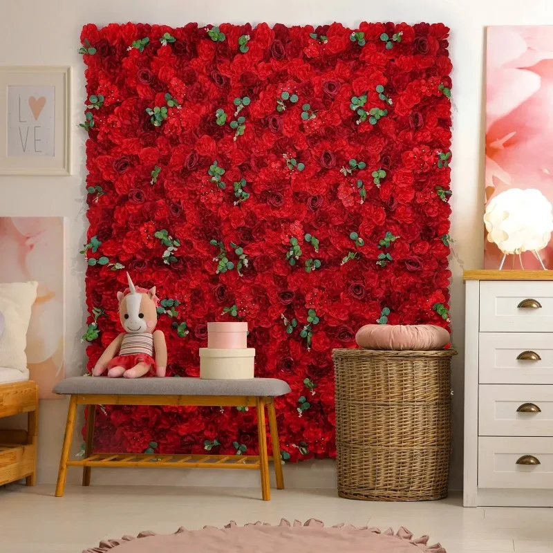 

12pcs Artificial Flowers Wall Panels 16.5* 16.5Inch Silk Roses Home Decoration Floral Backdrop Ideal for Wedding Celebrations