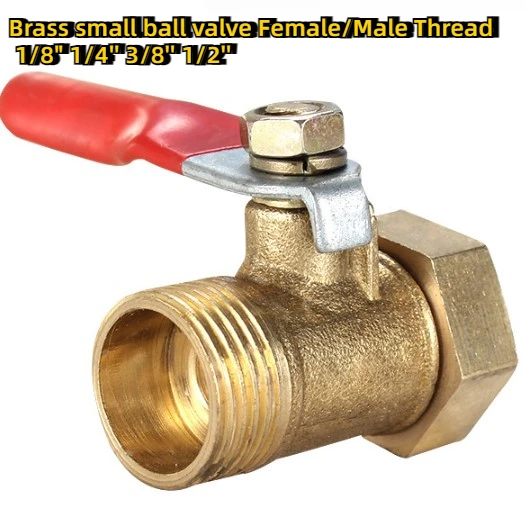 

5pcs Brass small ball valve 1/8" 1/4'' 3/8'' 1/2'' Female/Male Thread Brass Valve Connector Joint Copper Pipe Fitting Coupler