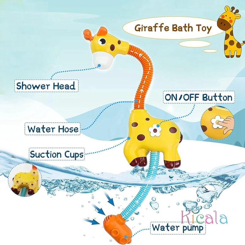 1pc Little Giraffe Electric Spray Water Squirt Sprinkler Perfect Suction Toys for Baby Bathtub Toys & Bath Toys