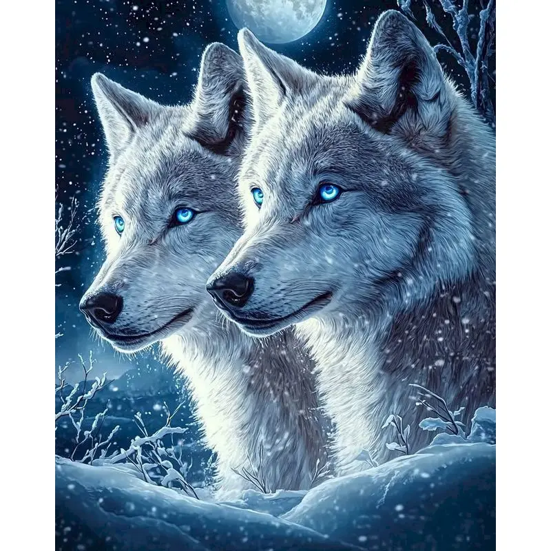 

GATYZTORY Paint By Number Wolf Animals Drawing On Canvas HandPainted Art Gift DIY Pictures By Number Night Moon Kits Home Decor