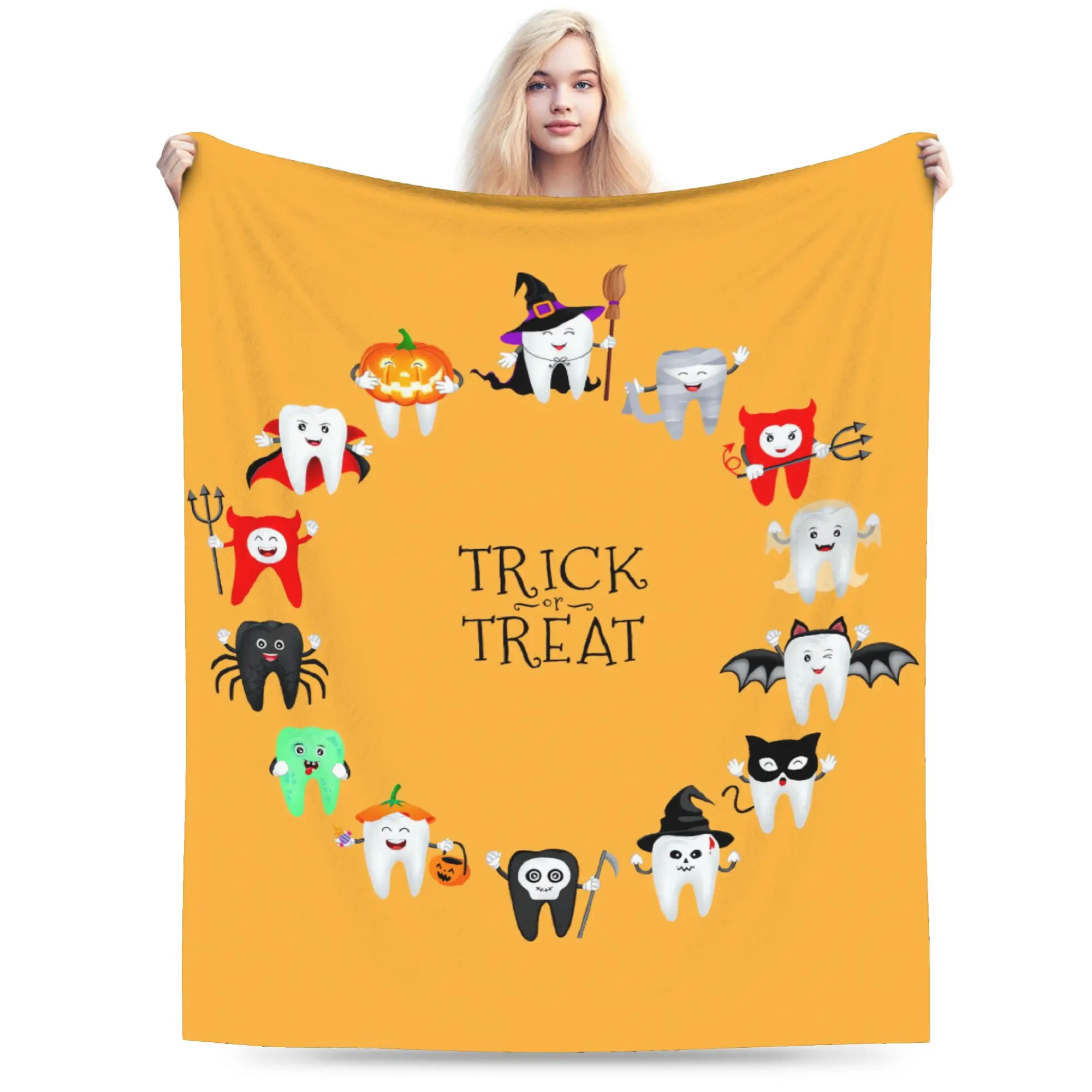 Cartoon spooky tooth Halloween Blankets Quality Warm Soft  Throw Blanket Winter Child Outdoor Street Trend Bedspread