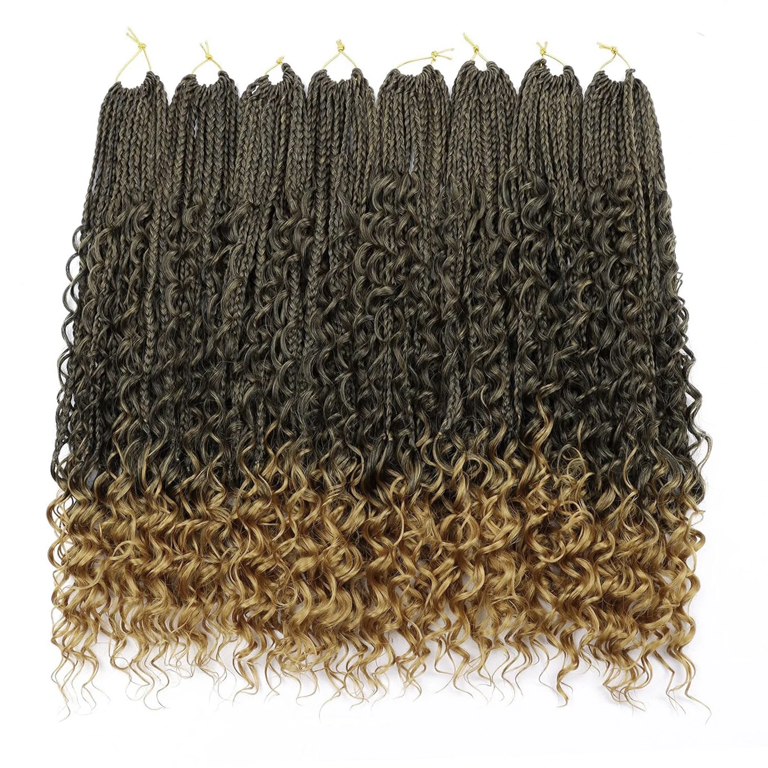 Вязание крючком Box Braids Goddess Box Braids Вязаные крючком волосы Синтетические косички в стиле бохо Вязаные крючком косы для волос Bohomian Box Braid Вязаные крючком волосы