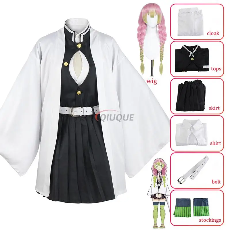 Anime Kanroji Mitsuri Cosplay Kostüm Perücke Frauen Outfit Uniformen für Kinder und Erwachsene